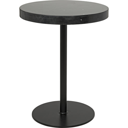 Ford Stone Top Side Table by Noir in black marble, metal. Made from marble, metal in a modern style.