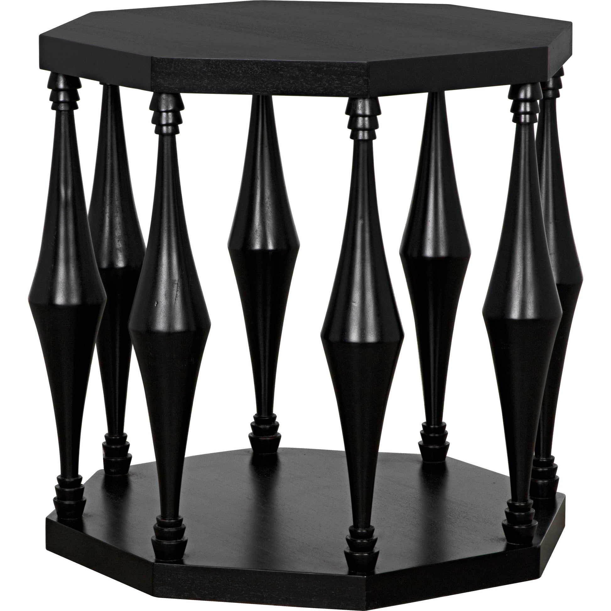 Marceo Side Table by Noir in hand rubbed black. Made from mahogany in a modern style.