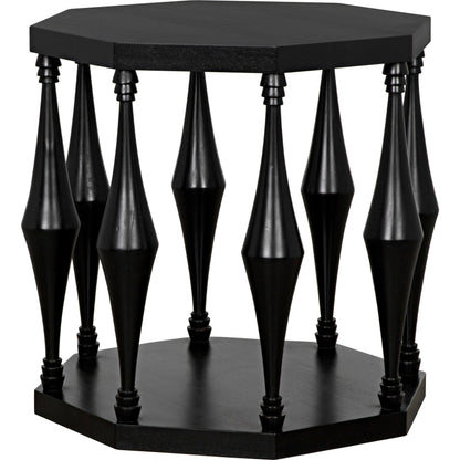 Marceo Side Table by Noir in hand rubbed black. Made from mahogany in a modern style.