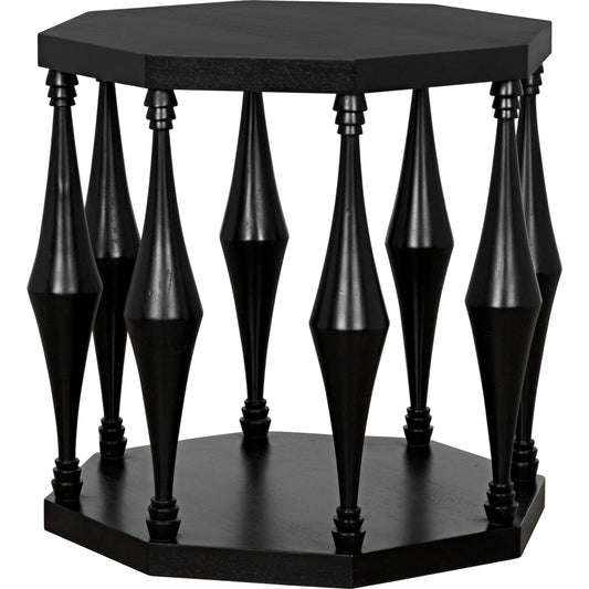 Marceo Side Table by Noir in hand rubbed black. Made from mahogany in a modern style.