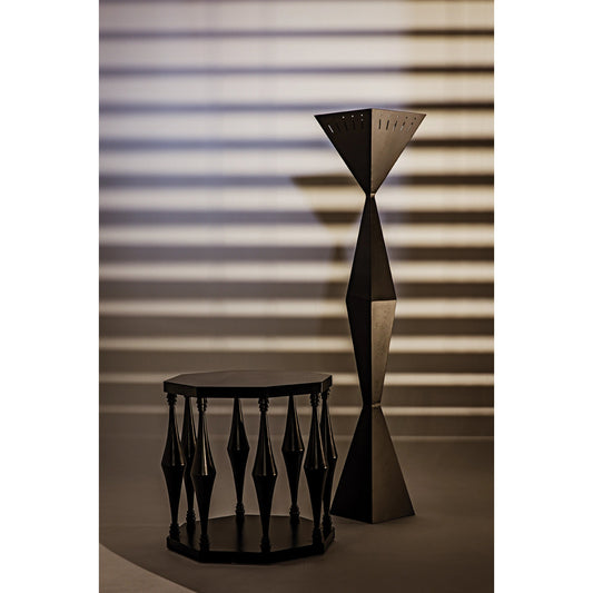Marceo Side Table by Noir in hand rubbed black. Made from mahogany in a modern style.
