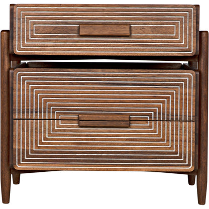 Savino Side Table by Noir in dark walnut. Made from walnut in a modern style.