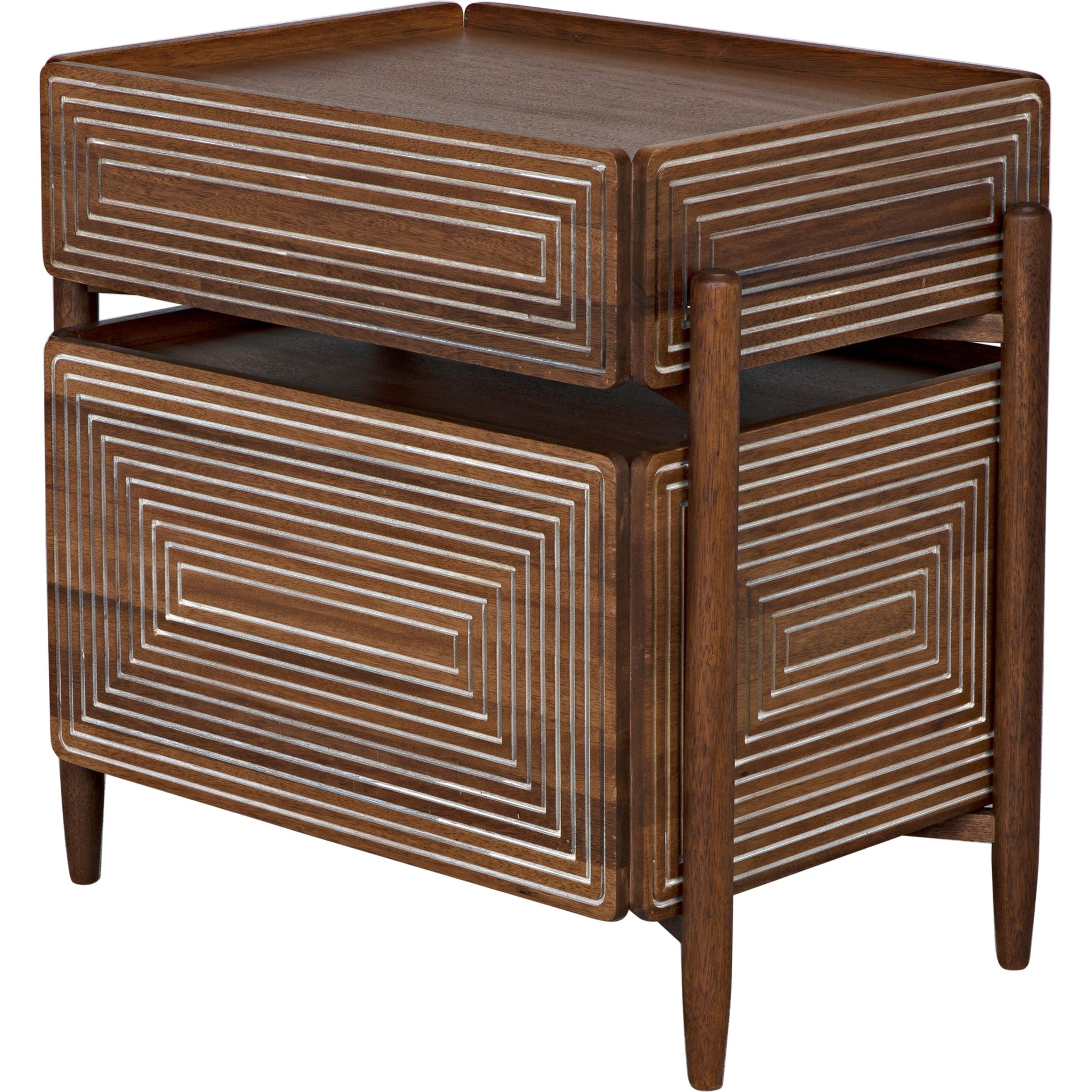 Savino Side Table by Noir in dark walnut. Made from walnut in a modern style.