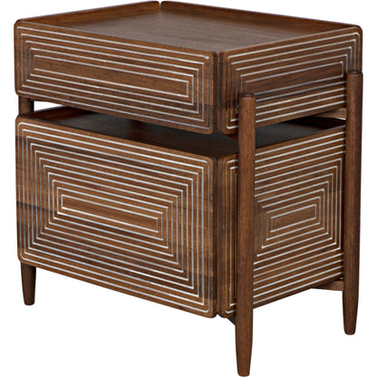 Savino Side Table by Noir in dark walnut. Made from walnut in a modern style.