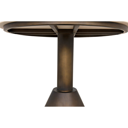 Joseph Side Table by Noir in aged brass. Made from industrial steel and white marble in a modern style.