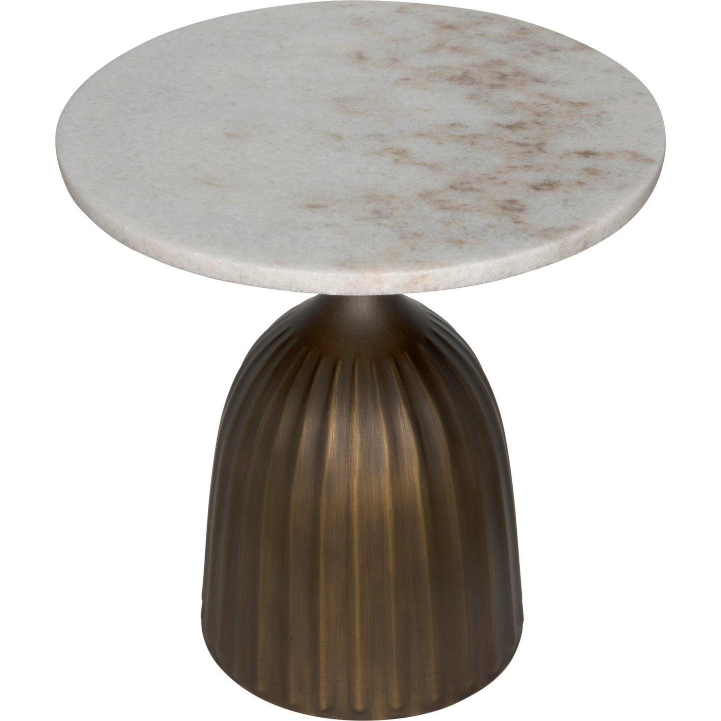 004 SI-1975502 | Additional Silo | Samuel Side Table by Noir in aged brass. Made from industrial steel and white marble in a modern style.