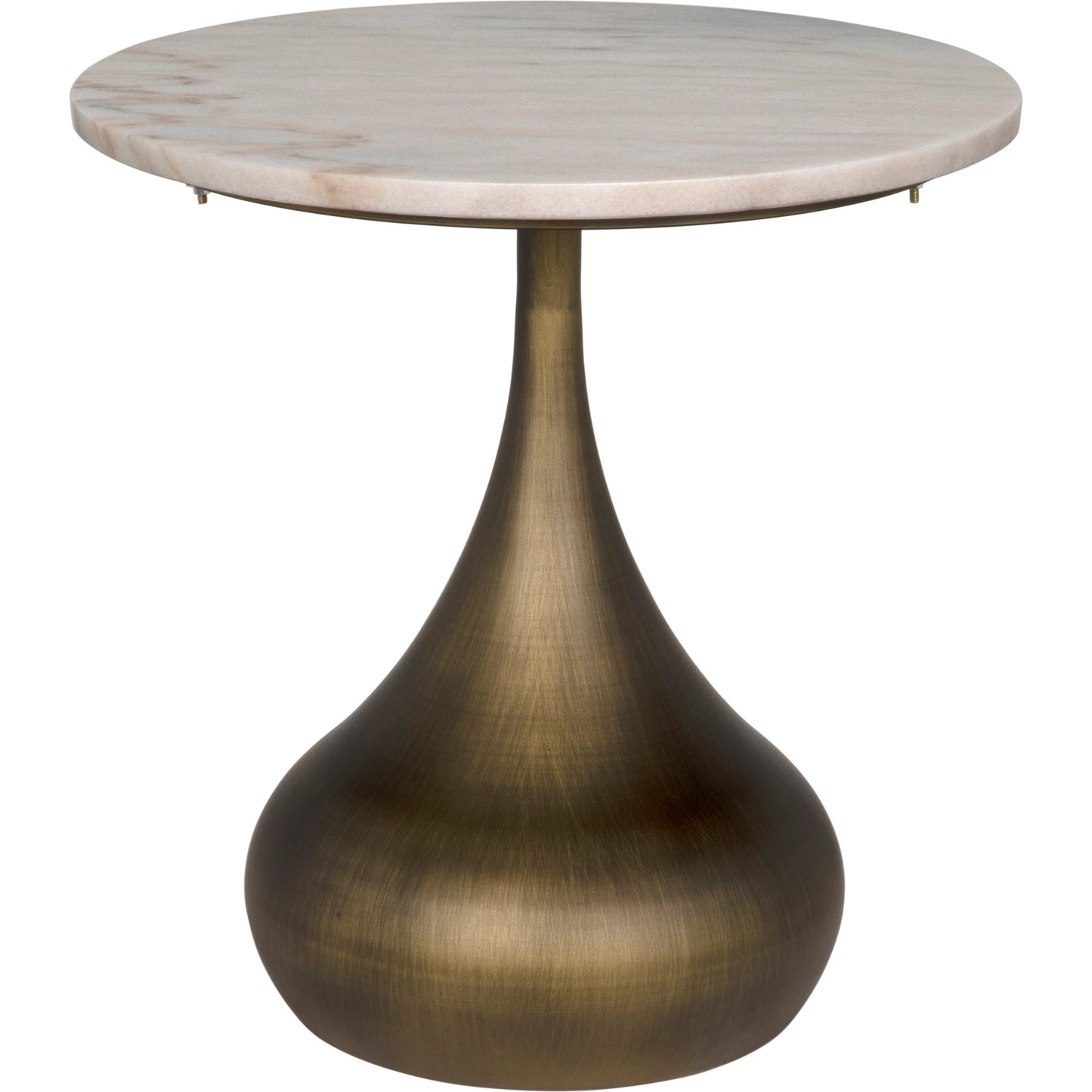 001 SI-1975487 | Primary Silo | Mateo Side Table by Noir in aged brass. Made from industrial steel and white marble in a modern style.