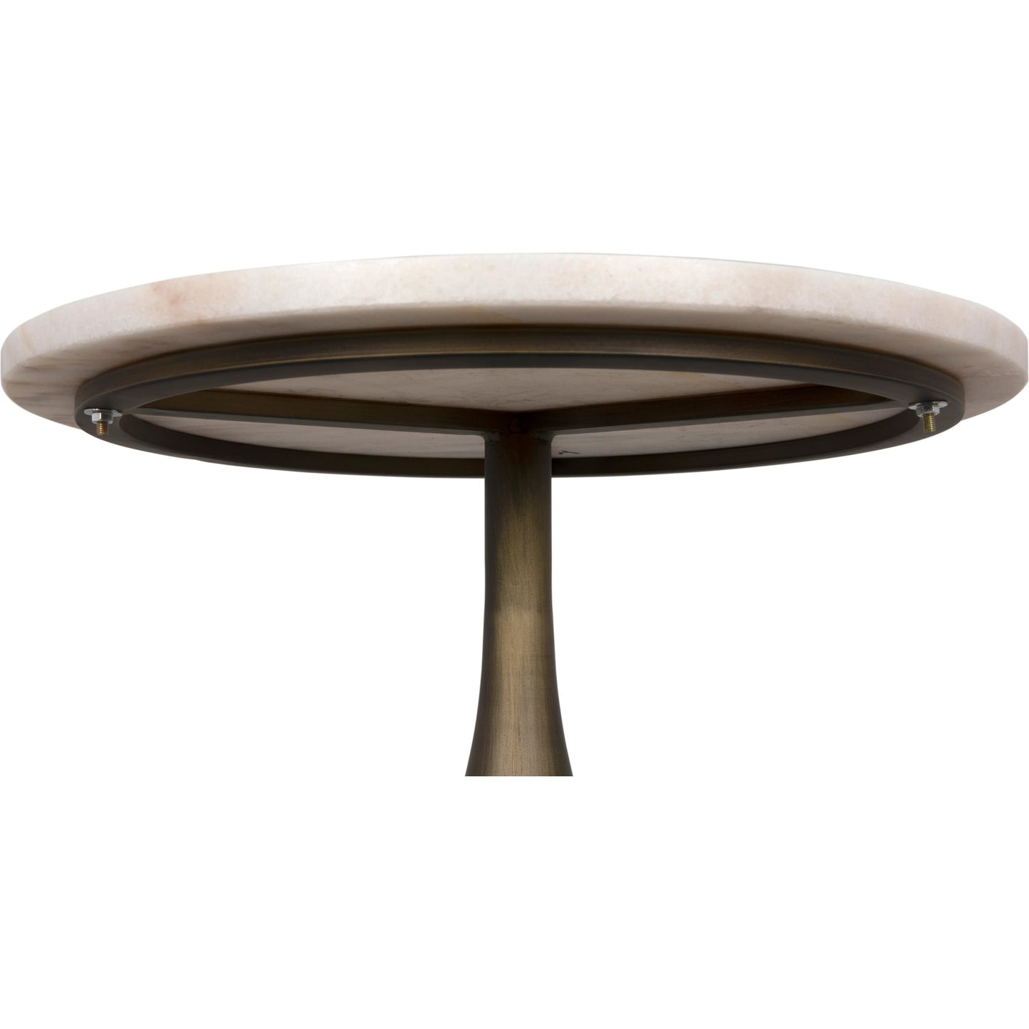 007 SI-1975487 | Closeup | Mateo Side Table by Noir in aged brass. Made from industrial steel and white marble in a modern style.