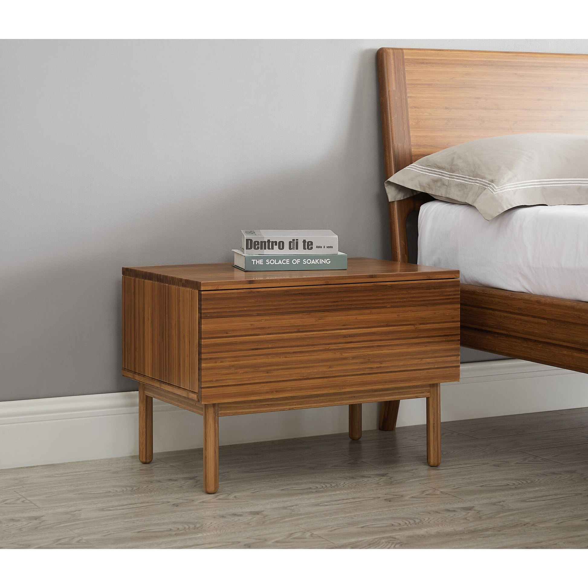Ventura Nightstand by Greenington in amber. Made from solid moso bamboo in a modern style.