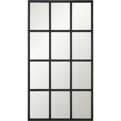 Grid Mirror by Essentials For Living in matte black. Made from solid oak in a transitional style.