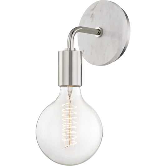 Chloe Wall Sconce by Mitzi in polished nickel. Made from steel in a modern style.