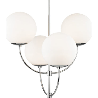 Carrie Chandelier by Mitzi in aged brass. Made from steel in a modern style.