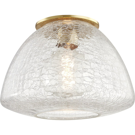 Maya Flush Mount by Mitzi in aged brass. Made from steel in a modern style.