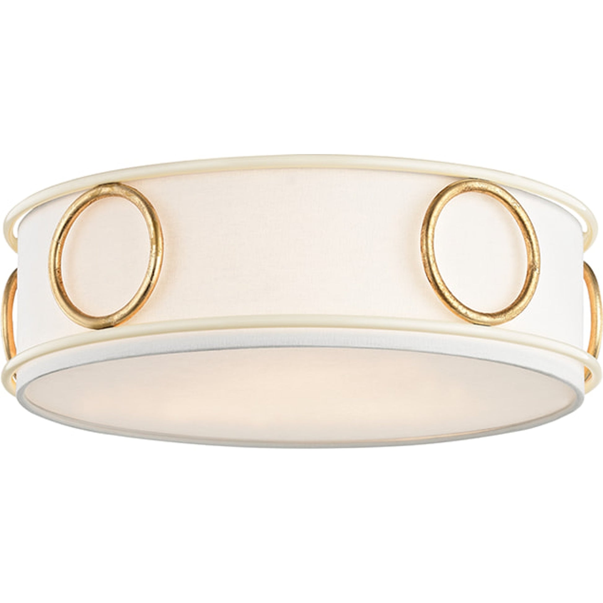 Jade Flush Mount by Mitzi in gold leaf. Made from steel in a transitional style.