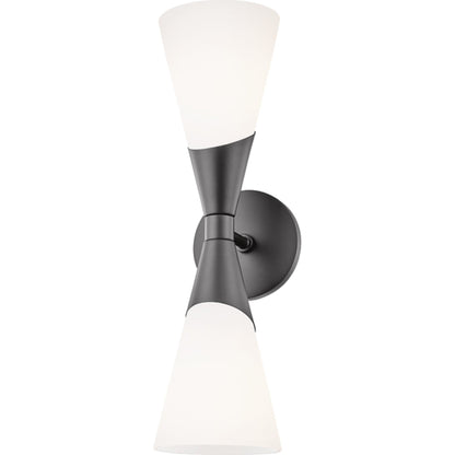 Parker Wall Sconce by Mitzi in black. Made from steel in a modern style.