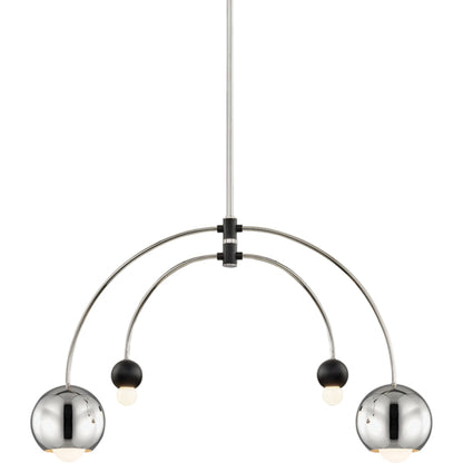 Willow Chandelier by Mitzi in aged brass black. Made from steel in a modern style.