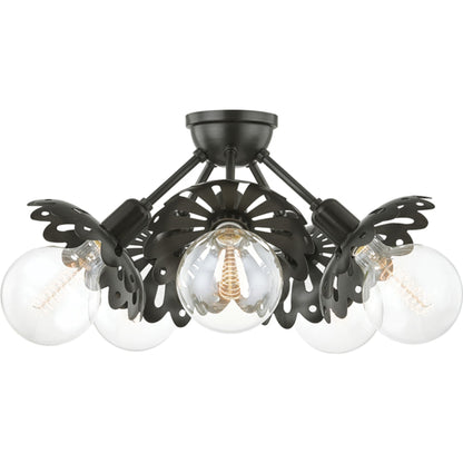 Alyssa Semi Flush by Mitzi in aged brass. Made from steel in a modern style.