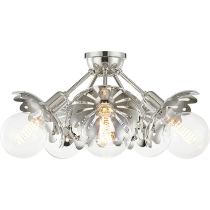 Alyssa Semi Flush by Mitzi in aged brass. Made from steel in a modern style.