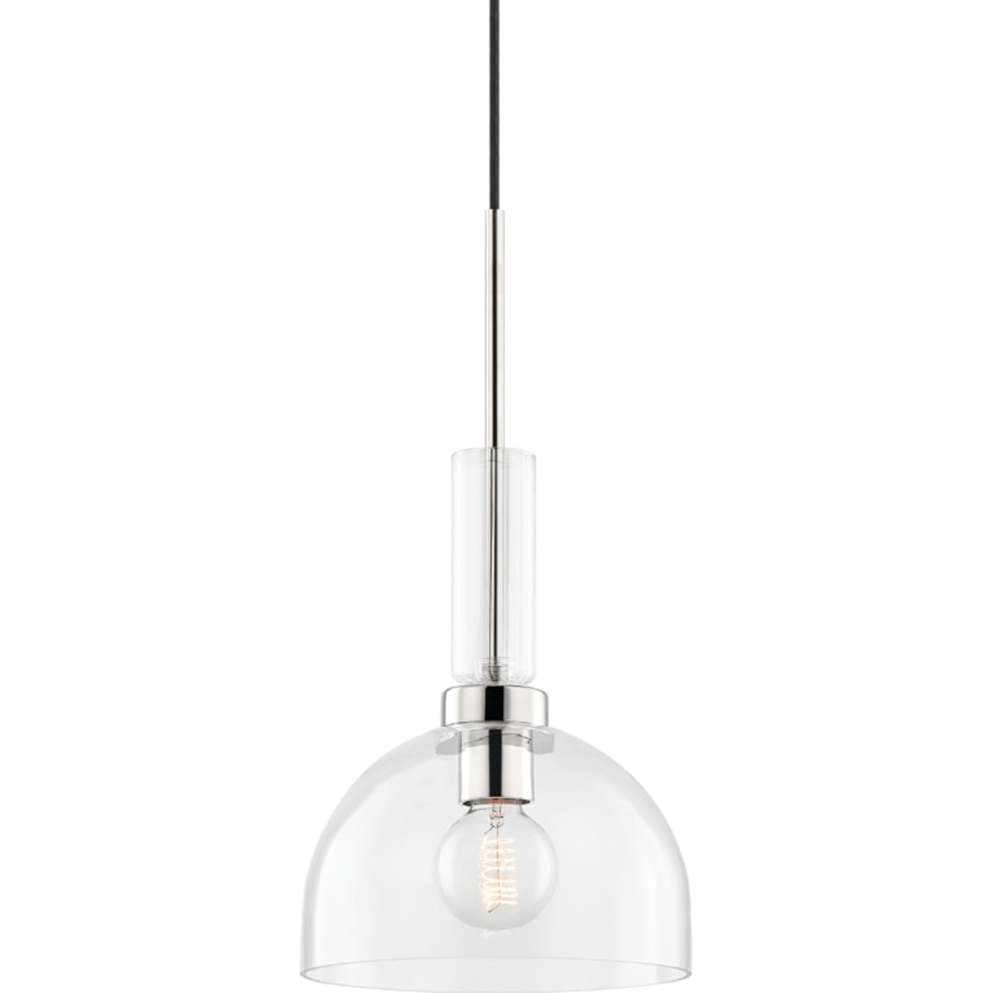 Tabitha 1 Light Pendant by Mitzi in aged brass. Made from steel in a modern style.