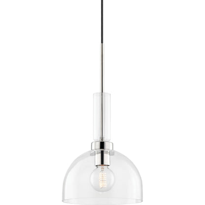 Tabitha 1 Light Pendant by Mitzi in aged brass. Made from steel in a modern style.