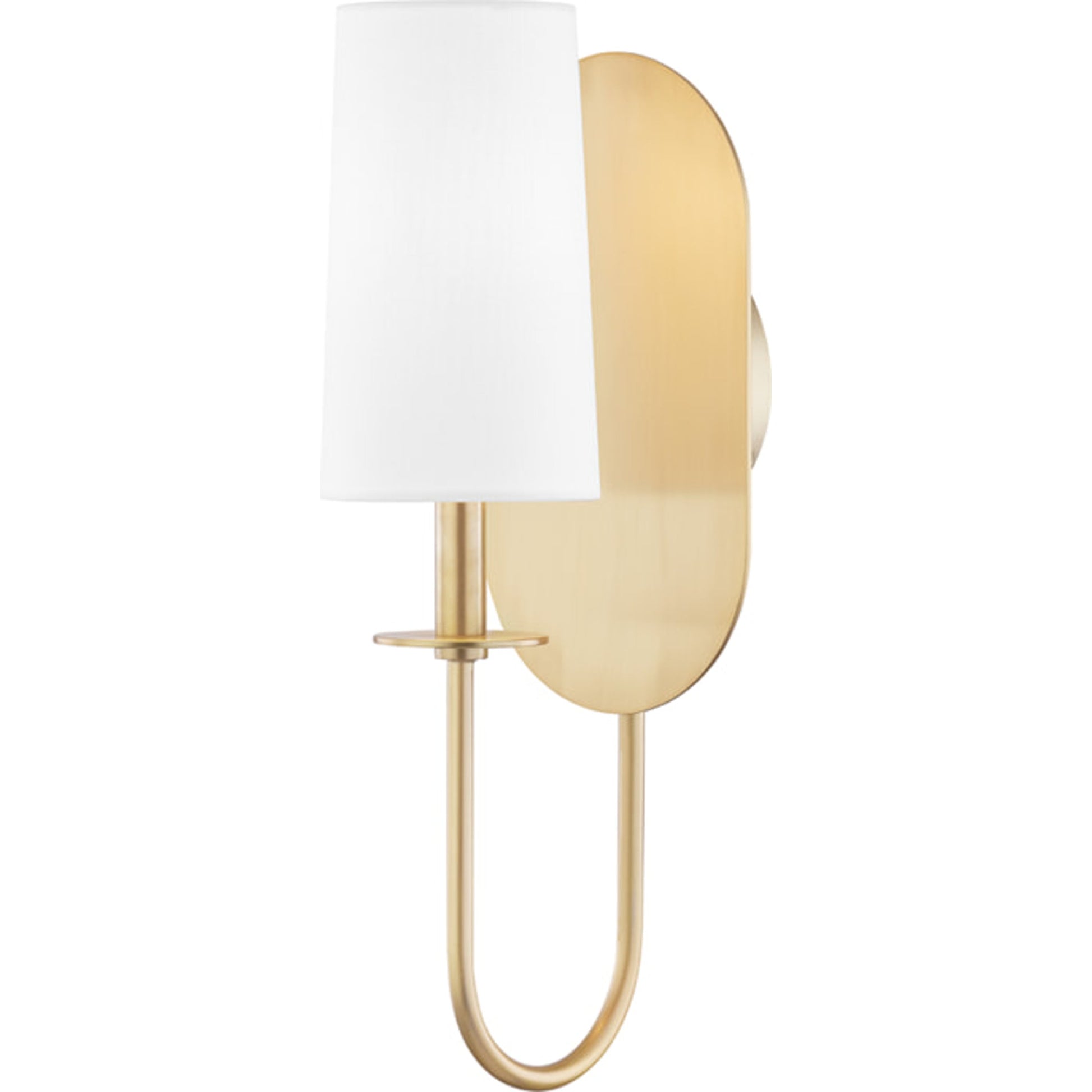 Lara Wall Sconce by Mitzi in aged brass. Made from steel in a transitional style.