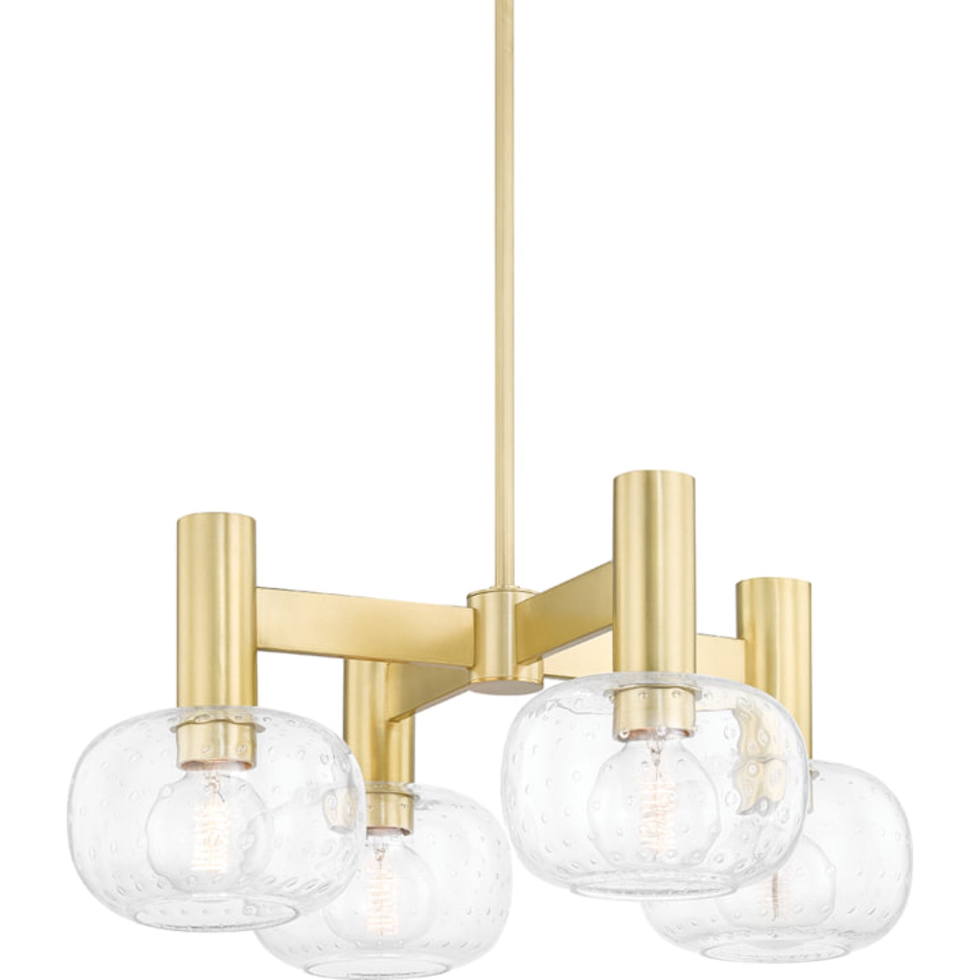 Harlow 4 Light Chandelier by Mitzi in polished nickel. Made from steel in a transitional style.
