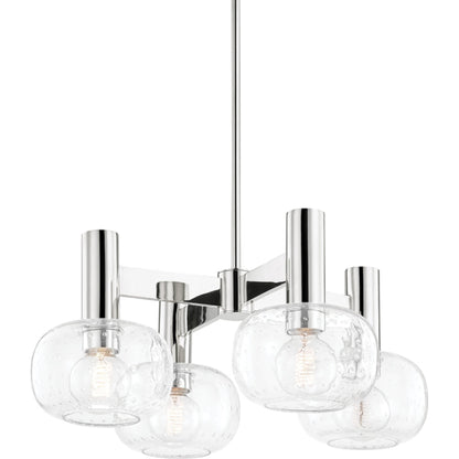 Harlow 4 Light Chandelier by Mitzi in polished nickel. Made from steel in a transitional style.