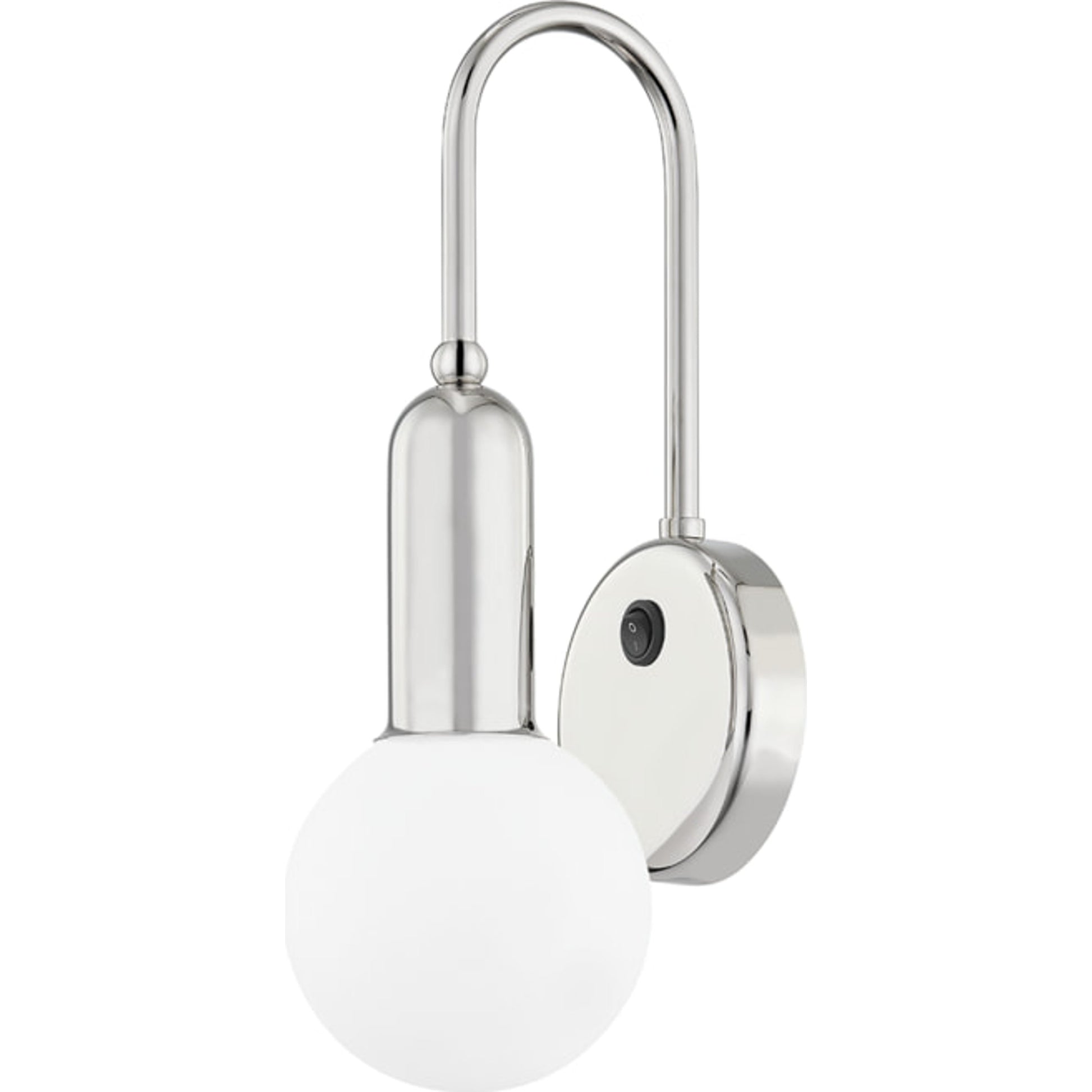 Gabby 1 Light Wall Sconce by Mitzi in polished nickel. Made from steel in a modern style.