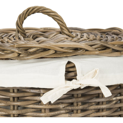 Burke Laundry Basket by HedgeApple Essentials in natural. Made from mahogany, rattan in a coastal style.