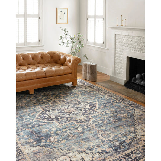 Hathaway HTH-01 Rug by Loloi II in navy, multi. Made from 100% polyester in a traditional style.