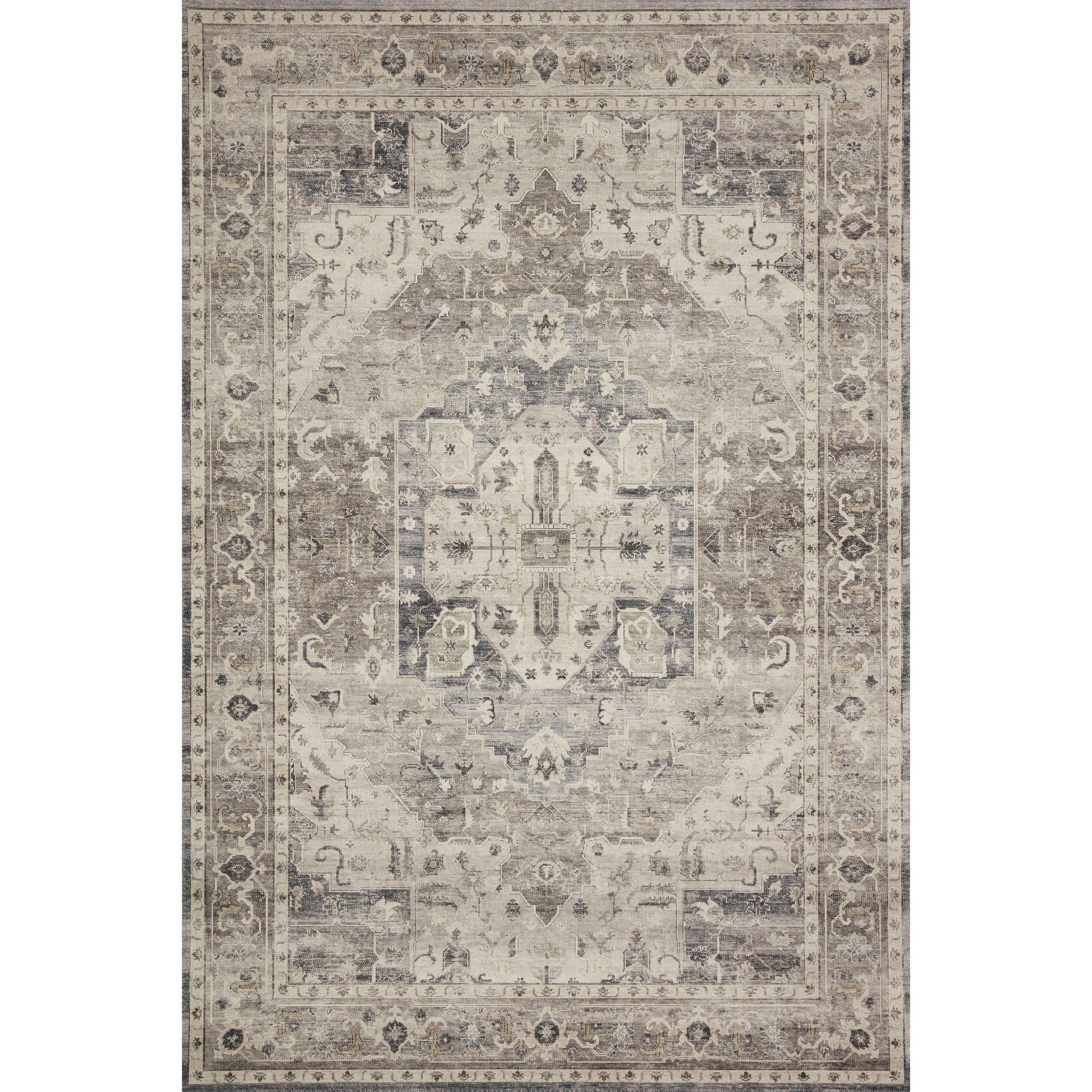 Hathaway HTH-05 Rug by Loloi in steel, ivory. Made from 100% polyester in a traditional style.