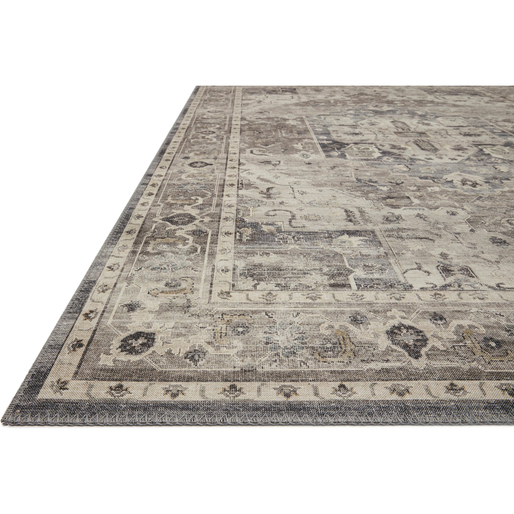 Hathaway HTH-05 Rug by Loloi in steel, ivory. Made from 100% polyester in a traditional style.