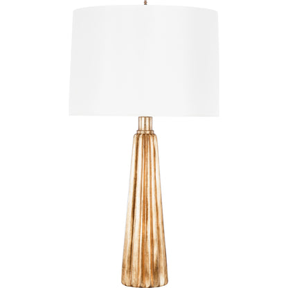 Hensley Tassel Lamp by Worlds Away in gold and gold. Made from wood, glass linen in a modern style.