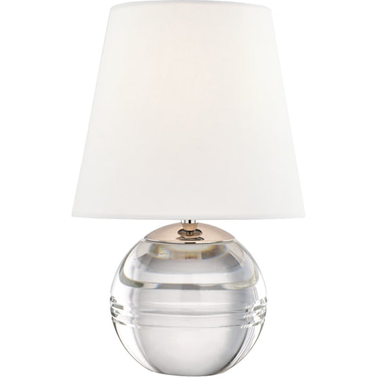 Nicole Table Lamp by Mitzi in polished nickel. Made from crystal in a modern style.