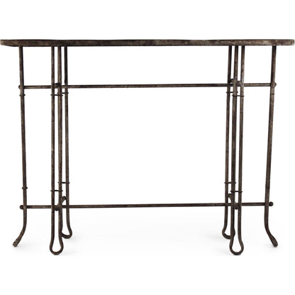 Nathaniel Table by Zentique in distressed metal and rustic metal. Made from rustic metal in a modern style.