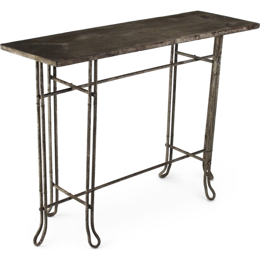 Nathaniel Table by Zentique in distressed metal and rustic metal. Made from rustic metal in a modern style.