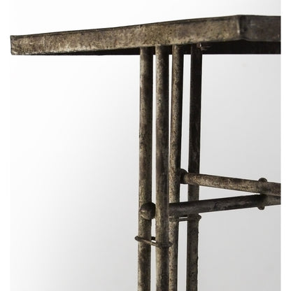 Nathaniel Table by Zentique in distressed metal and rustic metal. Made from rustic metal in a modern style.