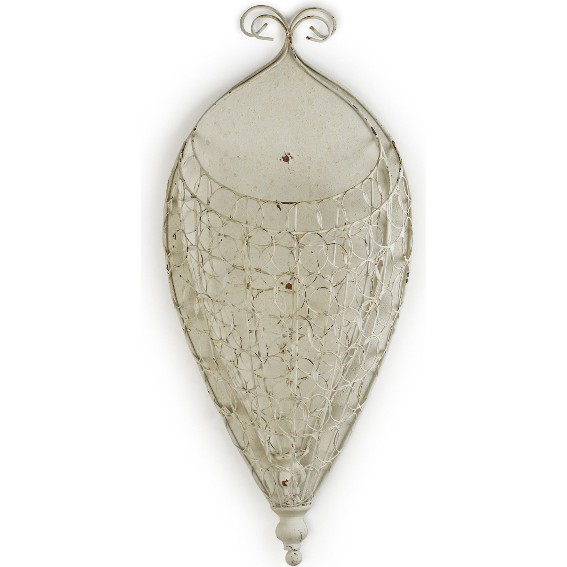Metal Wall Hanger by Zentique in distressed off-white metal and rustic metal. Made from rustic metal in a traditional style.