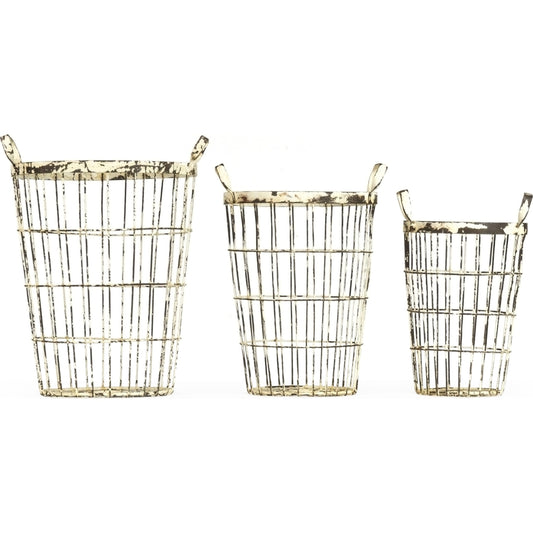 Metal Crate by Zentique in distressed off-white metal and rustic metal. Made from rustic metal in a cottage & farmhouse style.