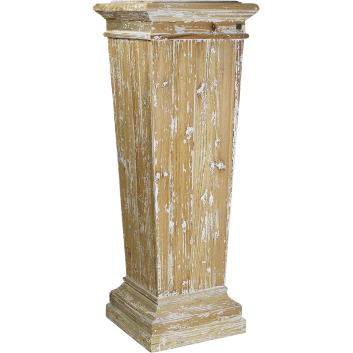 000 S-336671 | Primary Silo | Basdon Pedestal by Zentique in white washed natural and recycled wood. Made from recycled wood in a cottage & farmhouse style.