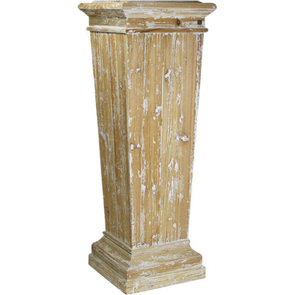 Basdon Pedestal by Zentique in white washed natural and recycled wood. Made from recycled wood in a cottage & farmhouse style.