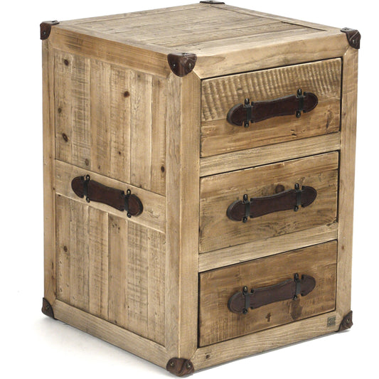 Abott Night Stand by Zentique in natural and natural antique bleached recycled wood. Made from natural antique bleached recycled wood in a rustic style.