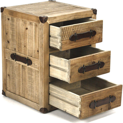 Abott Night Stand by Zentique in natural and natural antique bleached recycled wood. Made from natural antique bleached recycled wood in a rustic style.