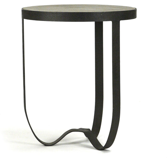 Deo Side Table by Zentique in burned white and oak, recycled metal. Made from oak, recycled metal in a modern style.