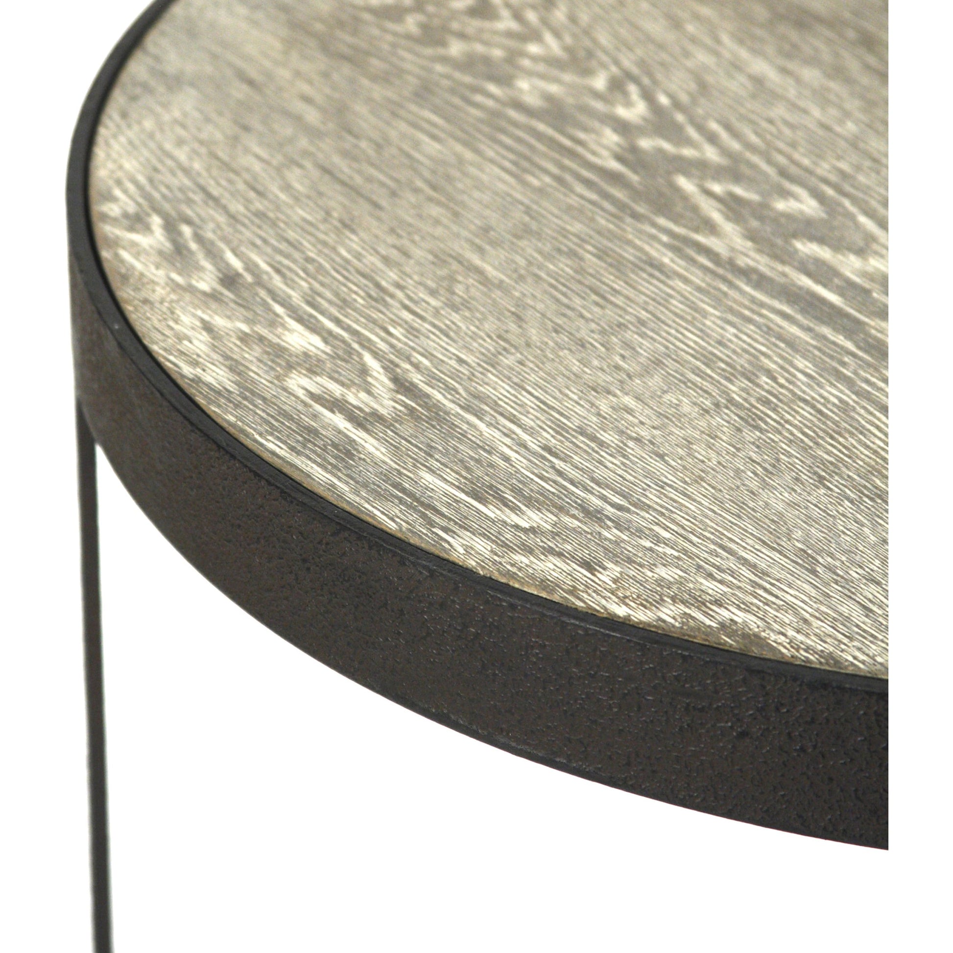 Deo Side Table by Zentique in burned white and oak, recycled metal. Made from oak, recycled metal in a modern style.
