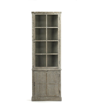Swain Cabinet by Zentique in light burnt and oak, glass. Made from oak, glass in a traditional style.