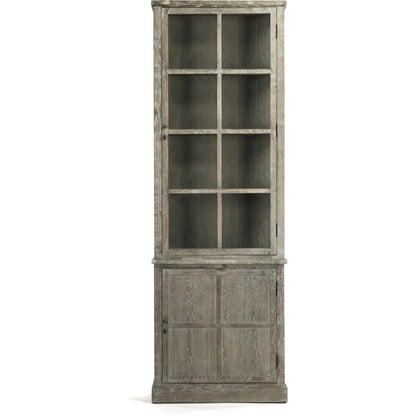 Swain Cabinet by Zentique in light burnt and oak, glass. Made from oak, glass in a traditional style.