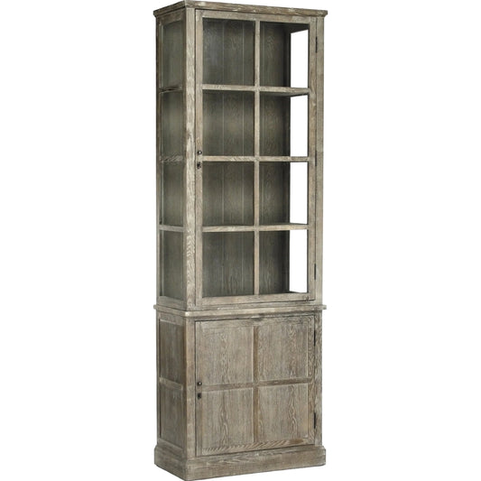 Swain Cabinet by Zentique in light burnt and oak, glass. Made from oak, glass in a traditional style.