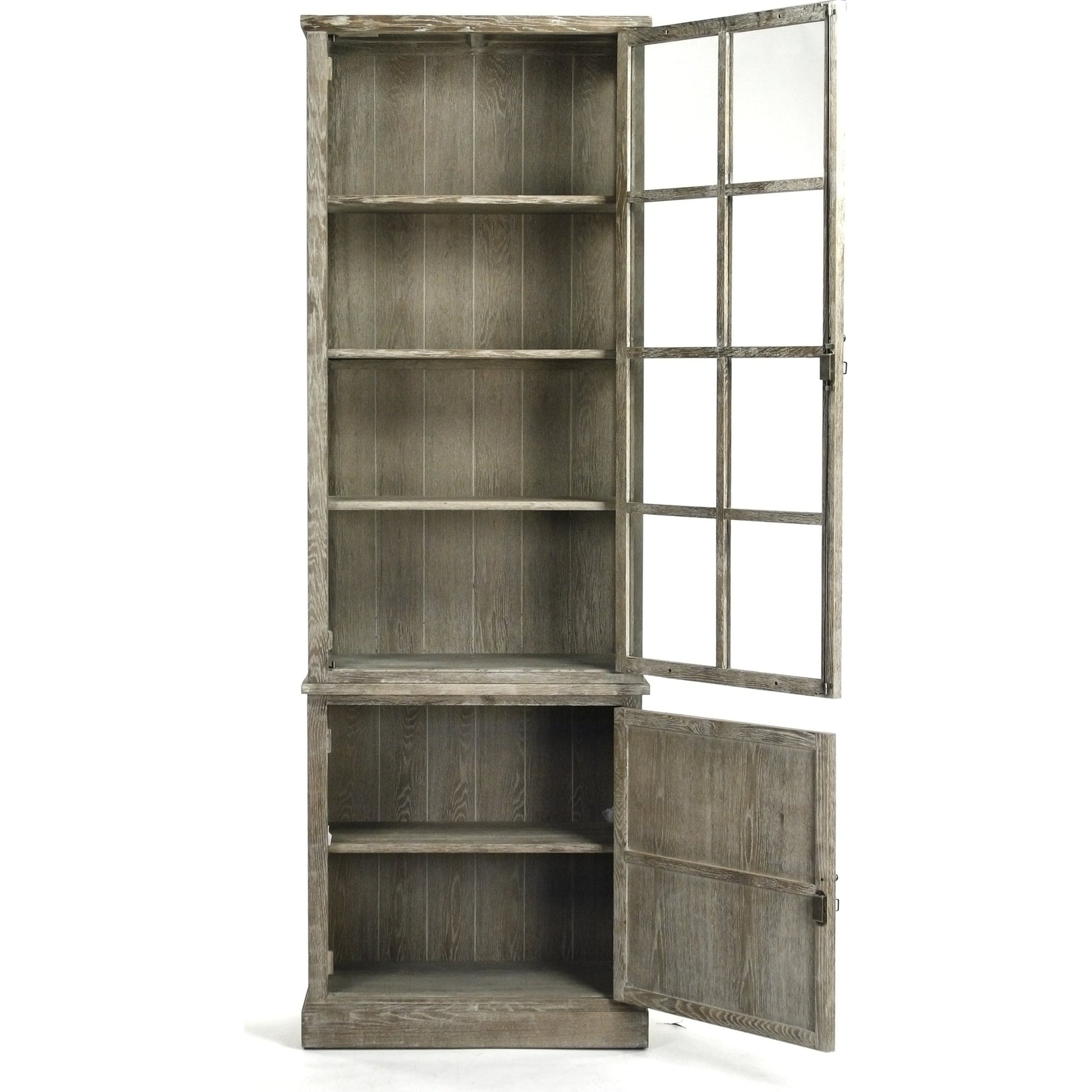 Swain Cabinet by Zentique in light burnt and oak, glass. Made from oak, glass in a traditional style.