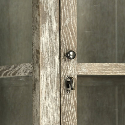 Swain Cabinet by Zentique in light burnt and oak, glass. Made from oak, glass in a traditional style.